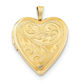 Lex & Lu Sterling Silver 20mm Gold Plated Textured/Polish Swirl Heart Locket 